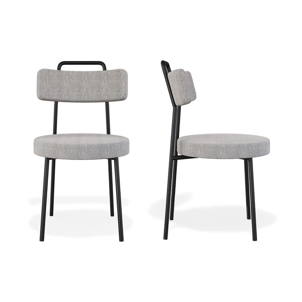 Kit 2 Cadeiras Ster Estofada em Linho Cinza para Sala de Jantar - Vallisa Decor