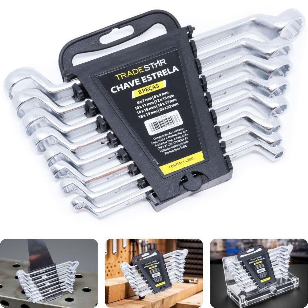 Jogo Chave Estrela 6 - 22 Mm 8 Peças Aço Carbono Tradestar