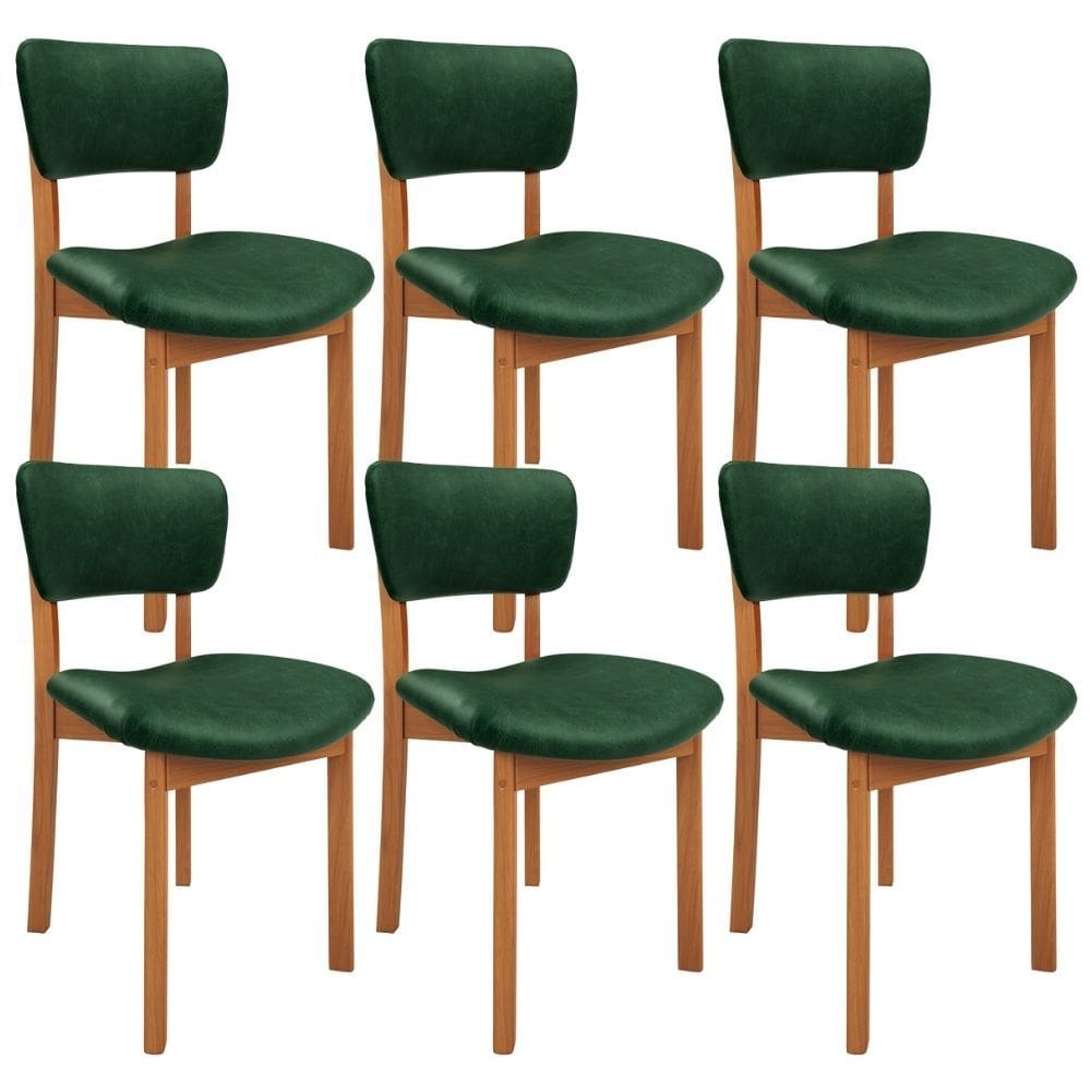 Kit 6 Cadeiras Para Sala de Jantar Cozinha Living Estofada Dara L02 Couríssimo Verde Musgo - Lyam Decor