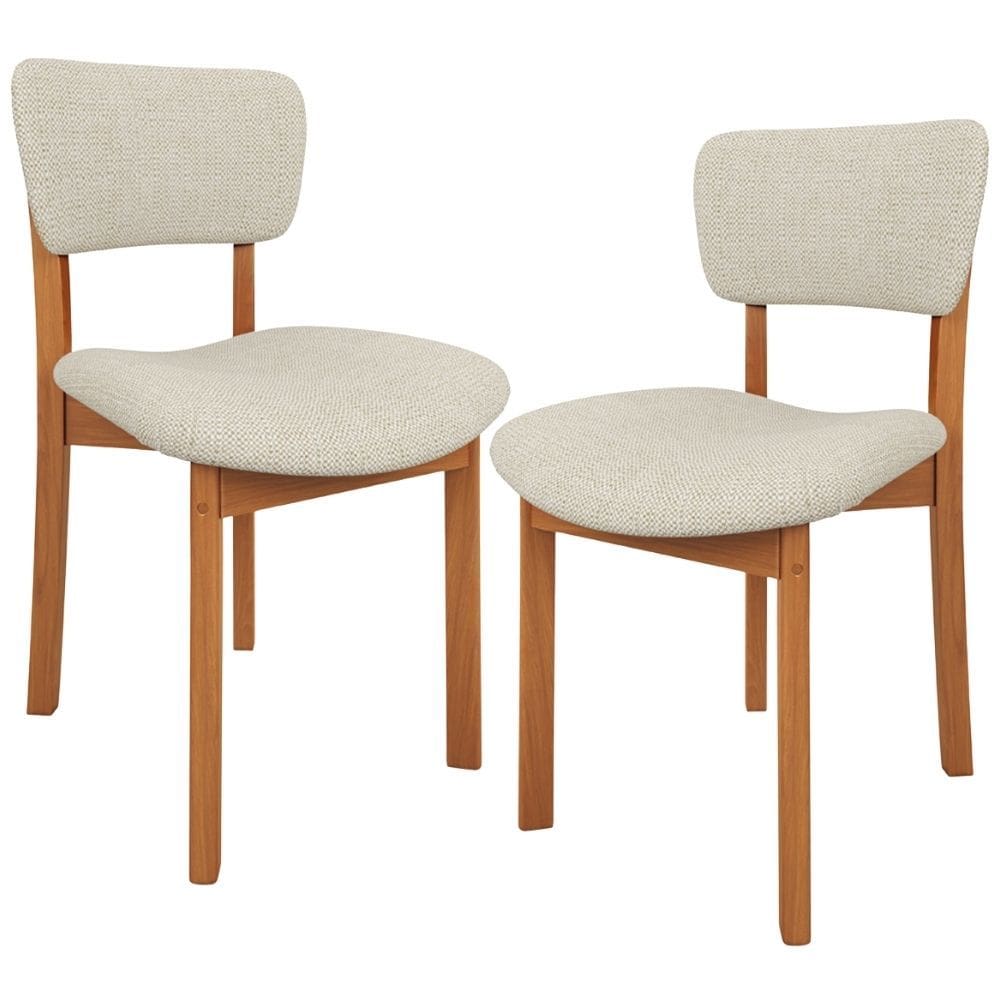 Kit 2 Cadeiras Para Sala de Jantar Cozinha Living Estofada Dara L02 Linho Champagne - Lyam Decor