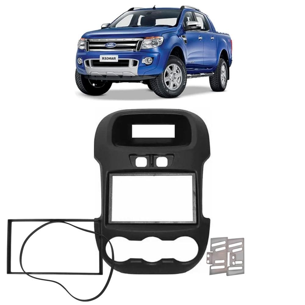 Moldura Painel Central 2 Din Ranger XL XLS 2013 à 2015 sem Botões Som Mp5 Dvd Preta