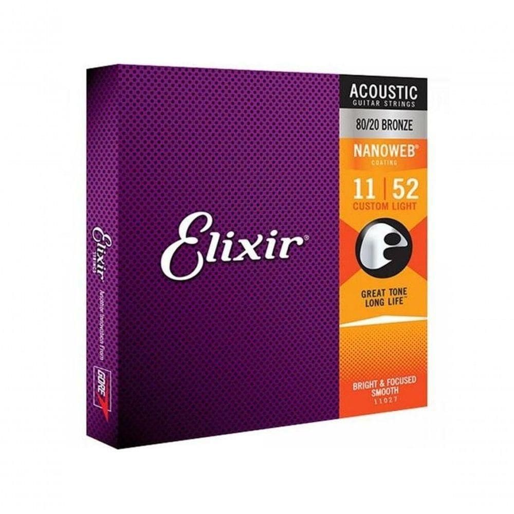 Encordoamento Para Violão .011 Custom Light Bronze Nanoweb 11027 Elixir