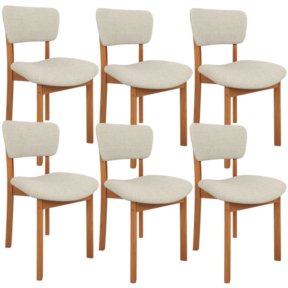 Kit 6 Cadeiras Para Sala de Jantar Cozinha Living Estofada Dara L02 Linho Champagne - Lyam Decor