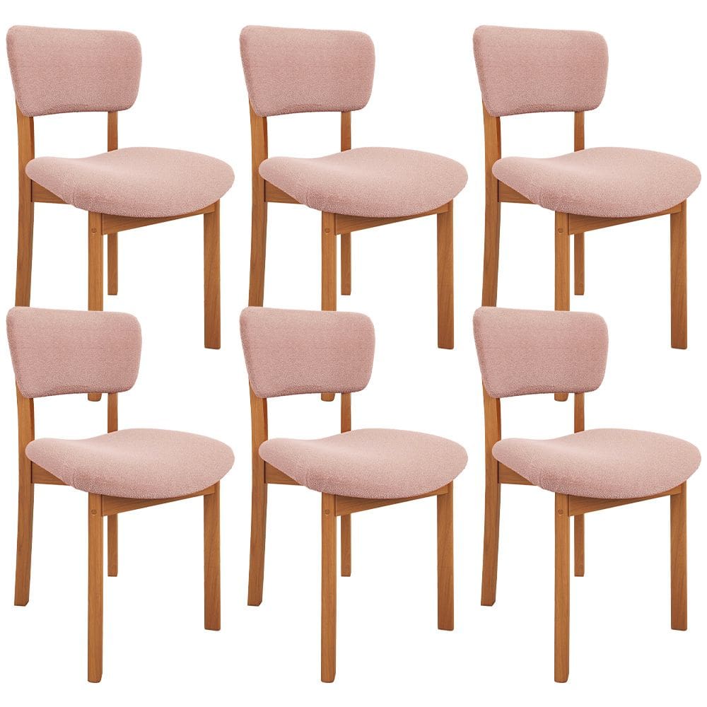 Kit 06 Cadeiras Para Sala de Jantar Cozinha Living Estofada Dara L02 Bouclê Rosê - Lyam Decor