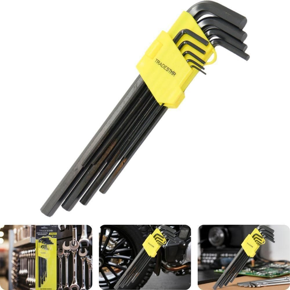 Jogo Chave Allen 1,5-10 Mm Longo 9 Peças Cr-v Tradestar