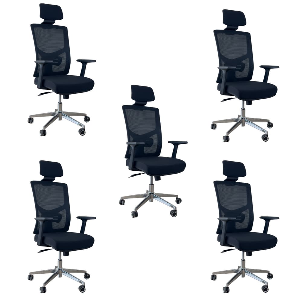 Kit 5 Cadeiras Presidente Oficial Comfort Viena Apoio Nuca