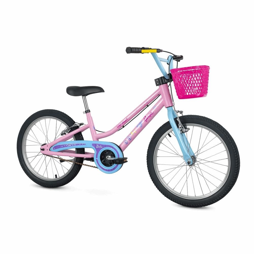 Bicicleta Barbie Aro 20 Rosa/Azul Infantil Aro de Alumínio com Cesta