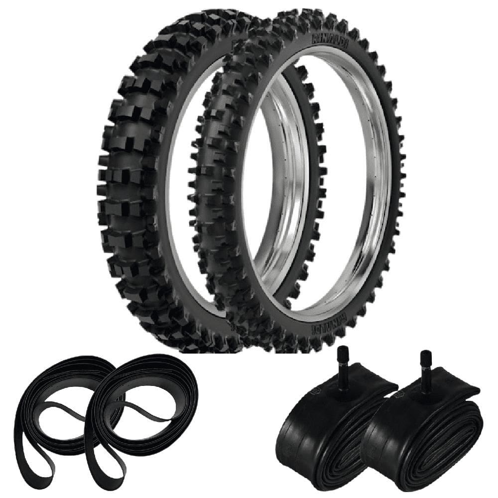 Kit Pneu Yz 250F Cross Trilha 100/90-19 + 80/100-21 Sr39 Rinaldi + Camaras + Cintas