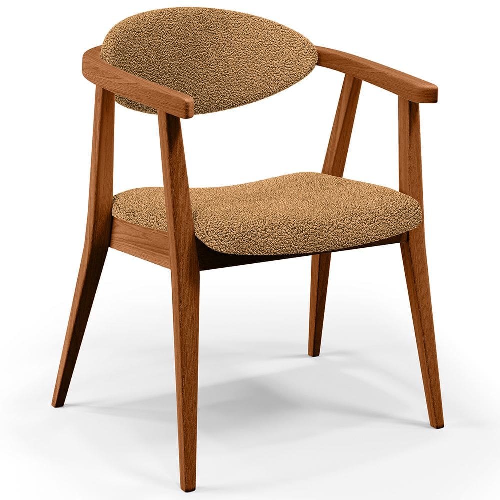 Poltrona Decorativa Para Sala de Estar Cecília L02 Bouclê Mostarda - Lyam Decor