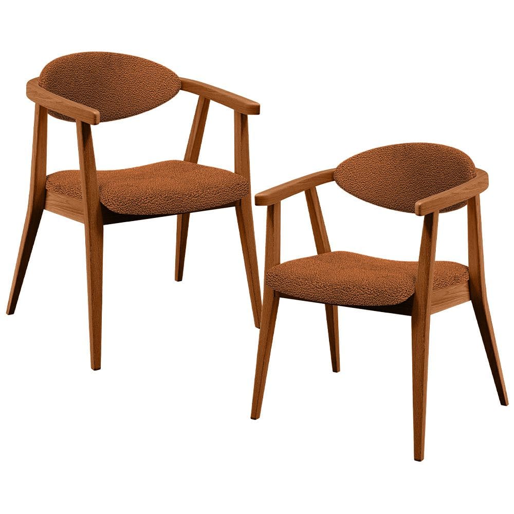 Kit 02 Poltronas Decorativas Para Sala de Estar Cecília L02 Bouclê Terracota - Lyam Decor