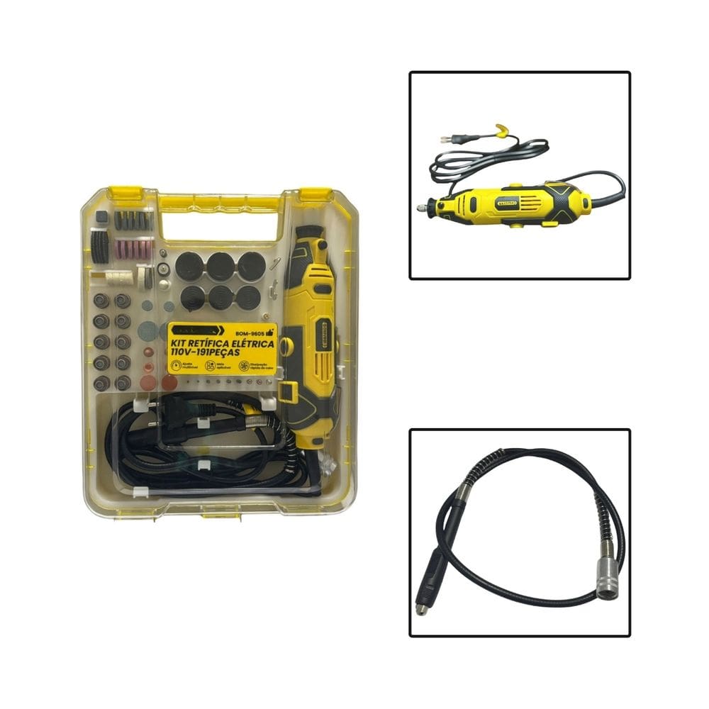 Kit Retífica Elétrica 110V Portátil com Acessórios