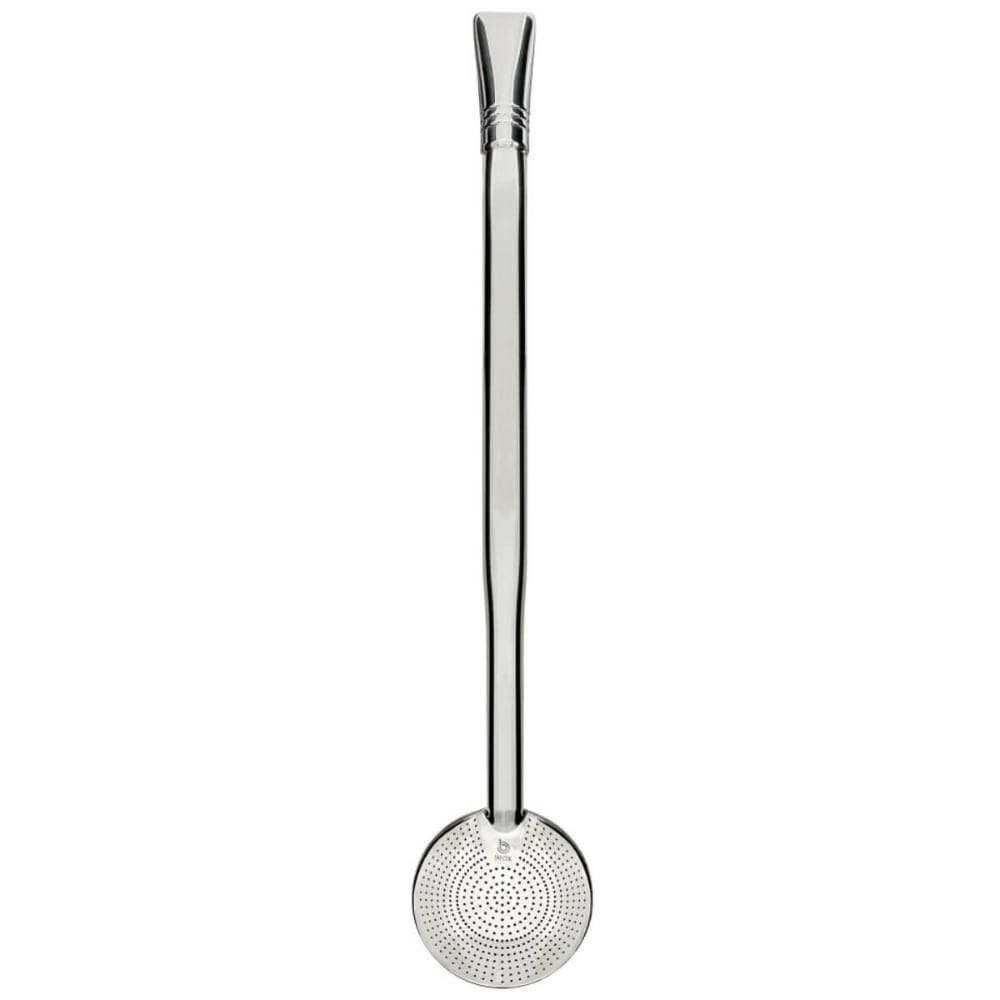 Bomba para Chimarrão Inox Lisa 21cm Mil Furos Escovinha Bortonaggio