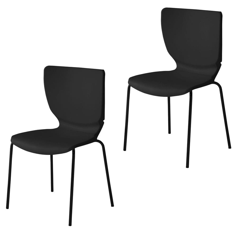 Kit 2 Cadeiras Empilháveis Mono Preto