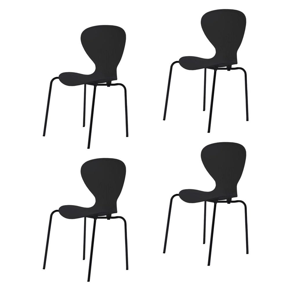 Kit 4 Cadeiras Empilháveis Flash Preto