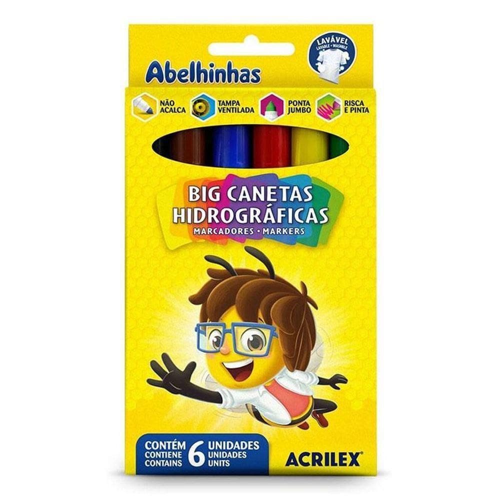 Big Caneta Hidrográfica 6 Cores - Acrilex