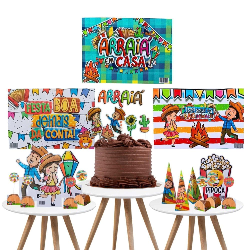 Kit Com 40 Peças Decorativas Para Arraia Festa Junina