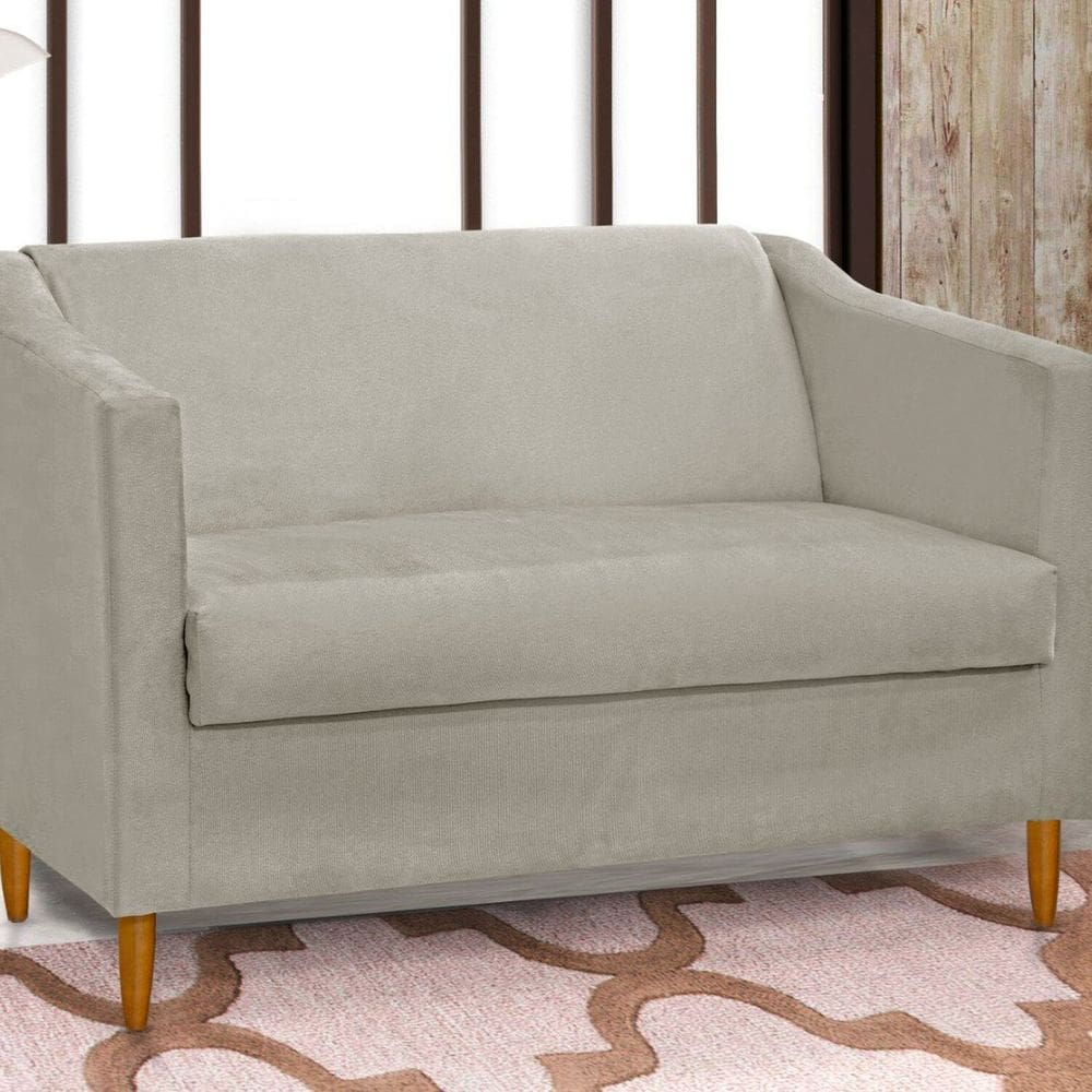 Sofá 2 Lugares Namoradeira Suede Tila Bege Claro