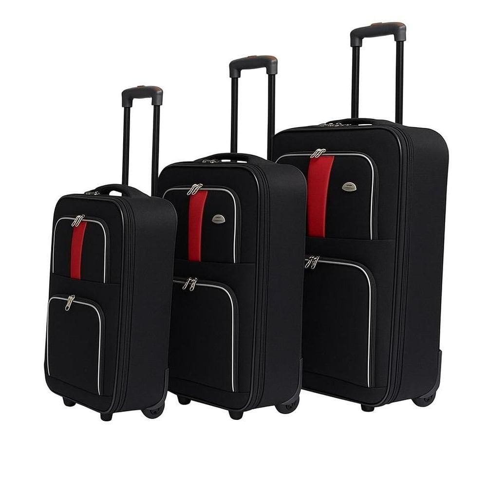 Kit Malas Senha Viagem 3 Pecas Expansivel Bolso Frontal Carrinho Tamanho P M G Preto