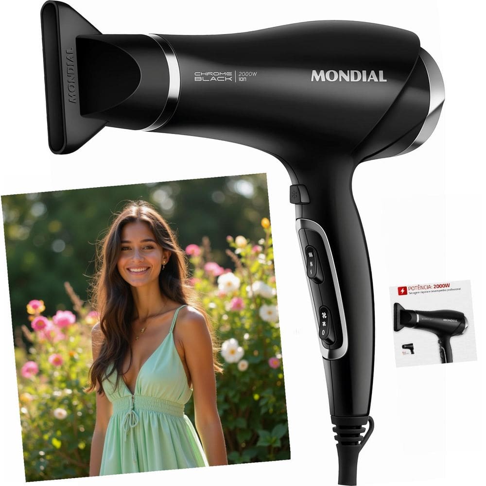 Secador Mondial SCN-04 2000W Tourmaline Íon 3 Temperaturas 2 Velocidades