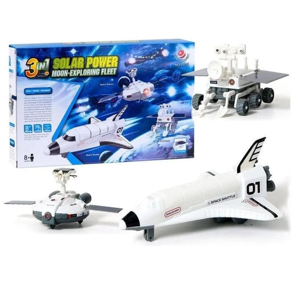 Kit Estacao Robotica Robo Solar Didatico 3 Em 1 Brinquedo Placa Energia Aviao Espacial