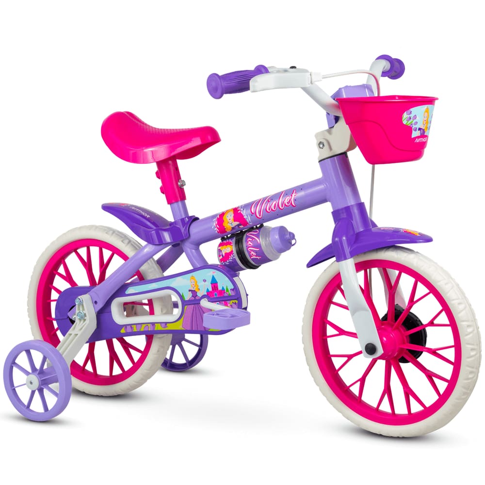 Bicicleta Infantil Aro 12 Violet Nathor Menina Cor Violeta Rosa