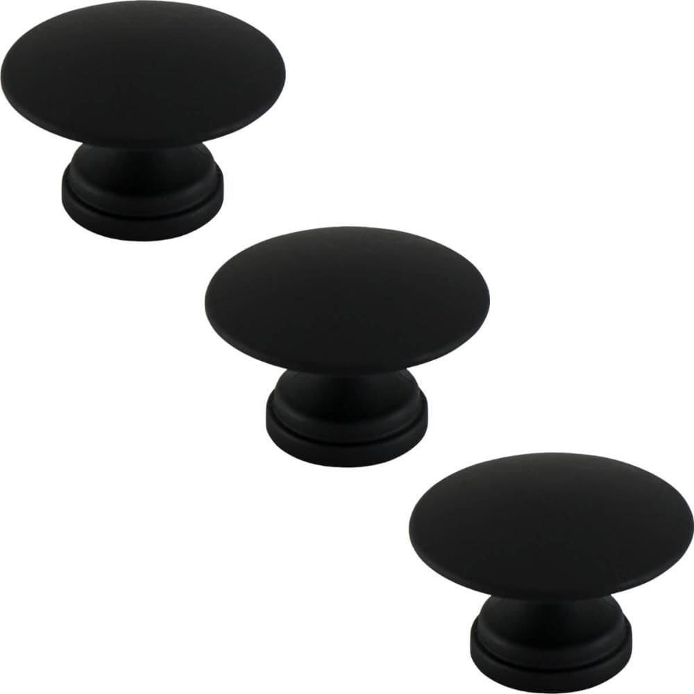 Conjunto de 3 Puxadores 200 Tucson Ponto Preto Fosco Para Móveis Armários e Gavetas