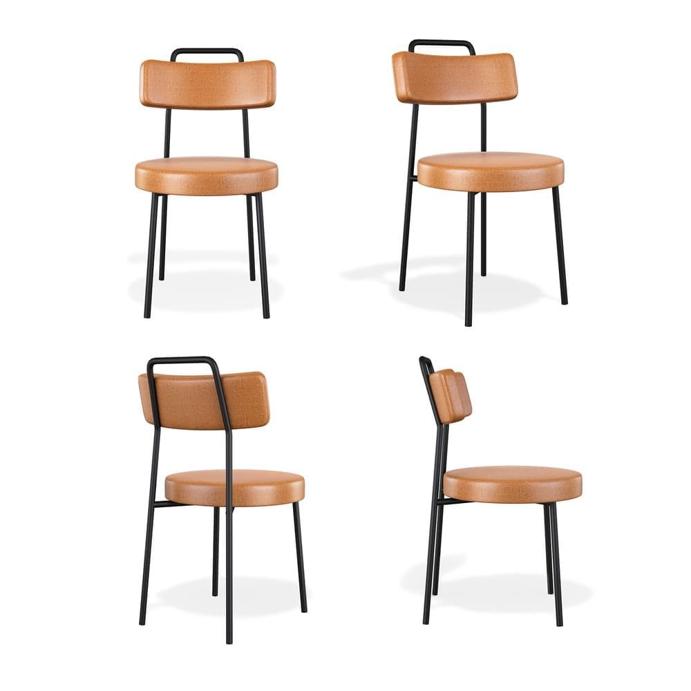 Conjuto 4 Cadeiras Fixa Escritório Ster Courino Whisky - Vallisa Decor
