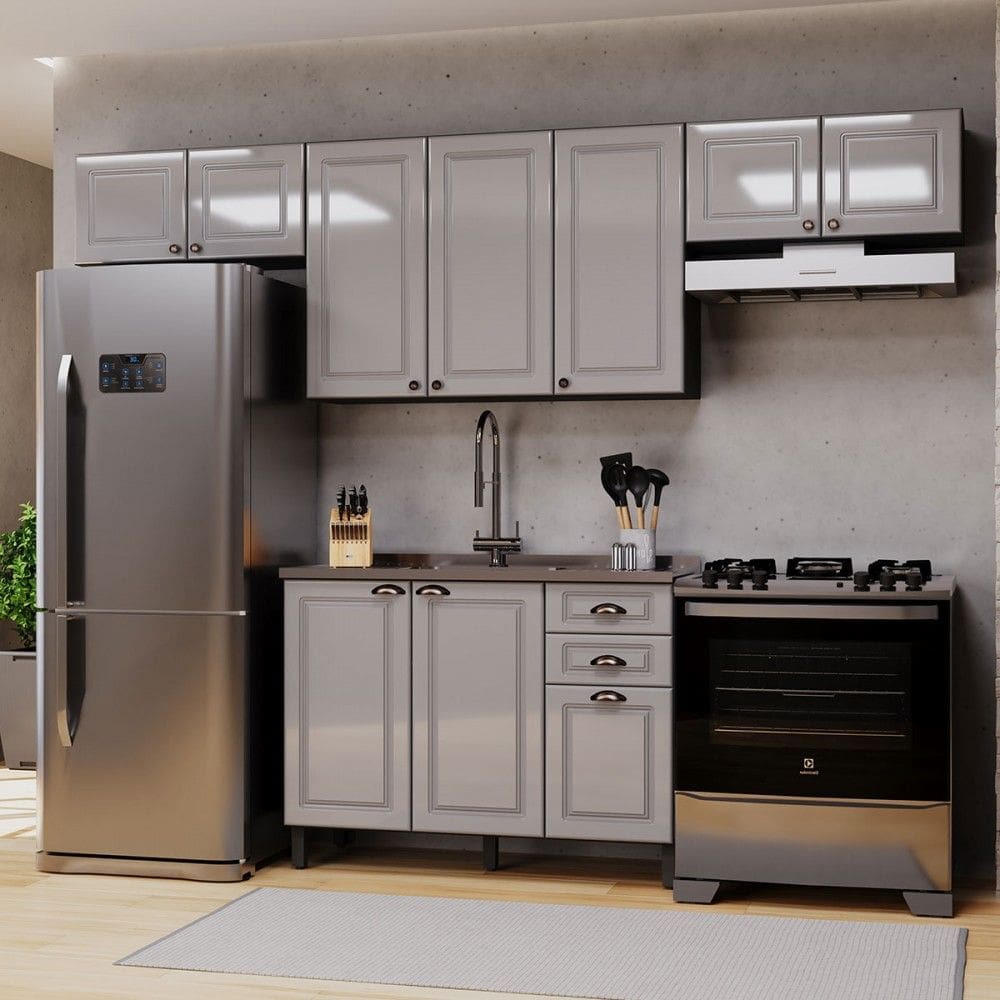 Cozinha Completa Firenze 10 Portas 2 Gavetas 6171.163 Cinza/Titânio - Indékes