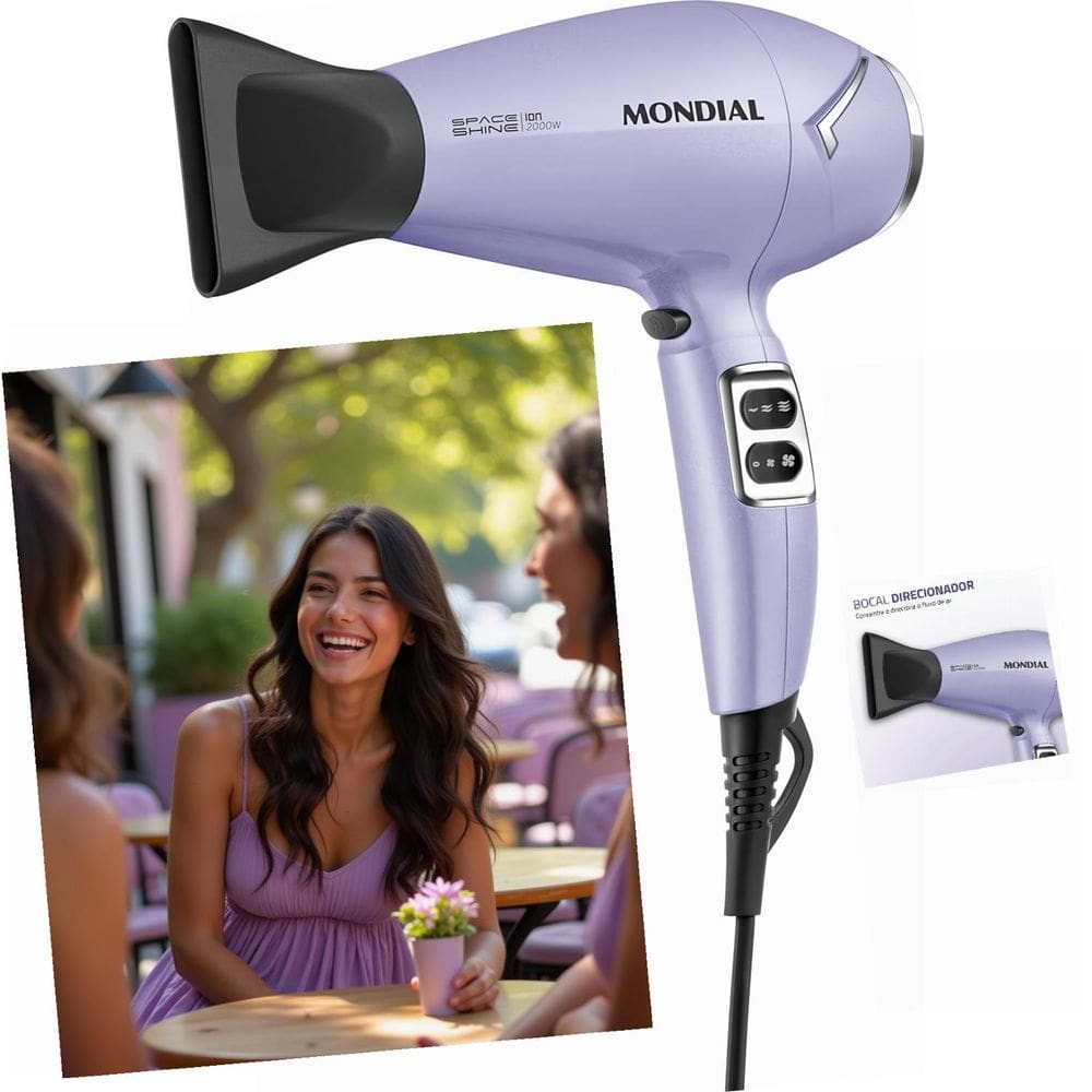 Secador Mondial SC-21 Space Shine 2000W Íons Brilho Extremo 3 Temperaturas Jato Frio