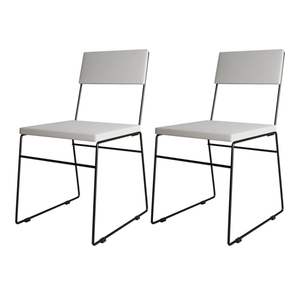 Kit 2 Cadeiras de Jantar Málaga Assento Corino Branco Base Preto