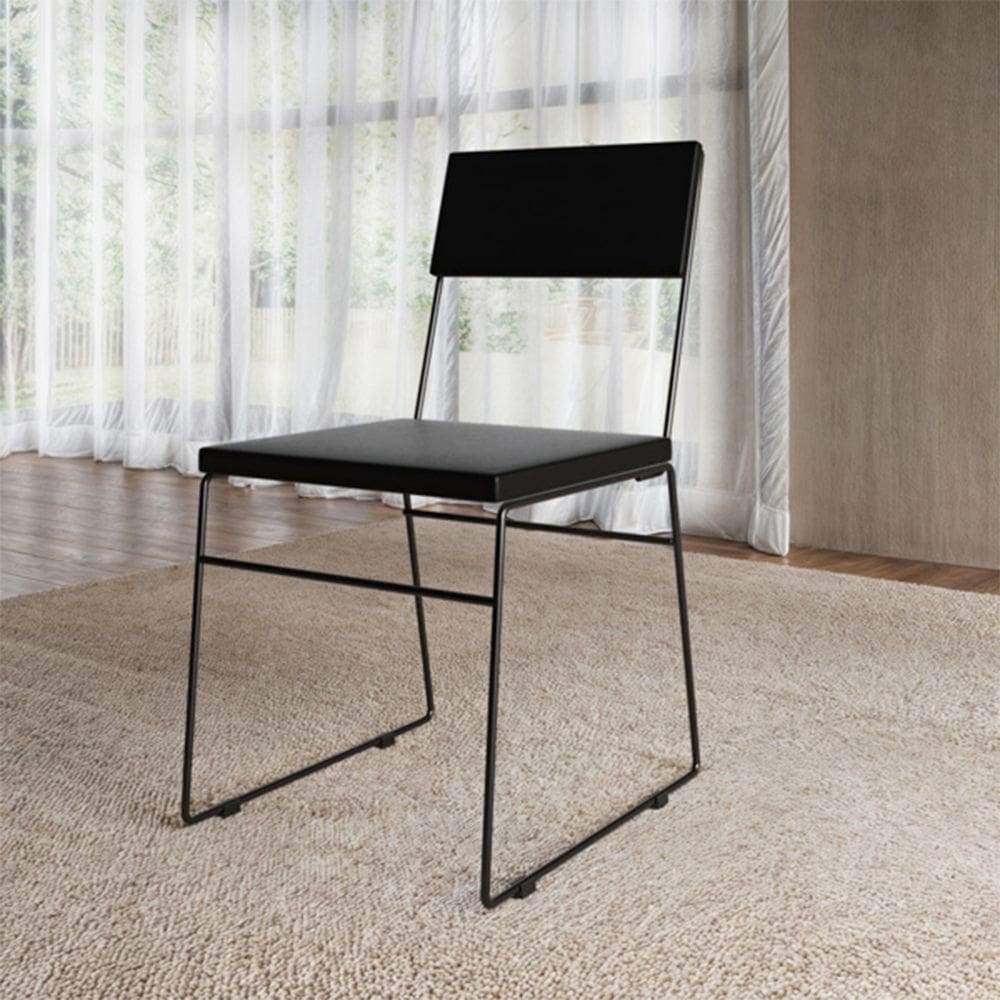 Cadeira de Jantar Málaga Assento Corino Preto