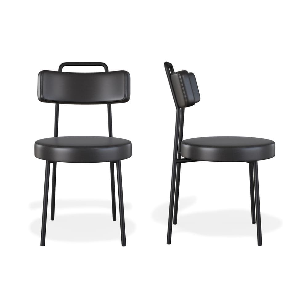 Kit 2 Cadeiras Sala de Jantar Ster Couro Sintetíco Preto - Vallisa Decor