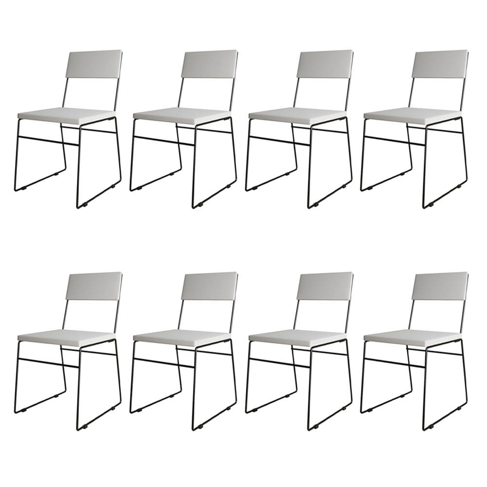 Kit 8 Cadeiras de Jantar Málaga Assento Corino Branco Base Preto