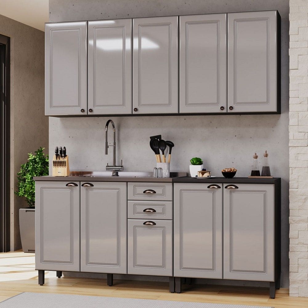 Cozinha Completa Firenze 10 Portas 2 Gavetas 6171.161 Cinza/Titânio - Indékes