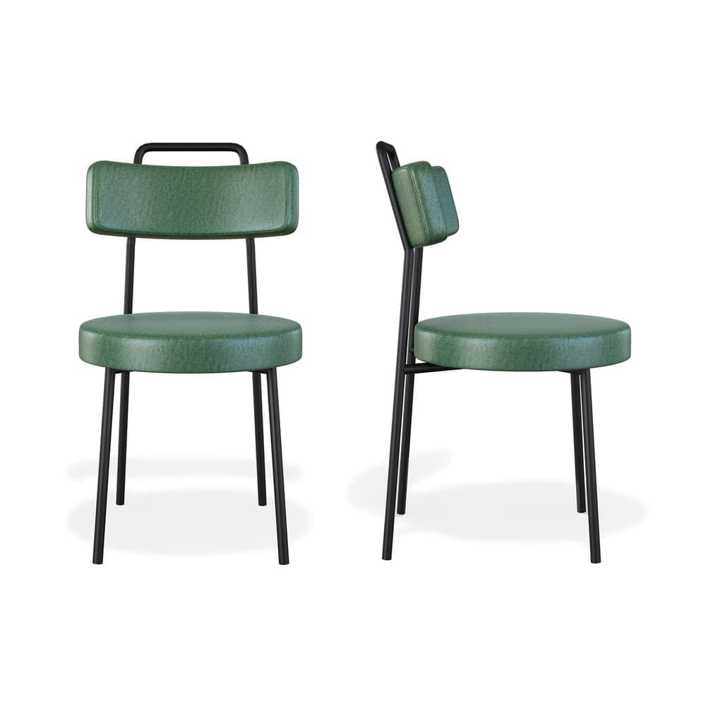Conjuto 2 Cadeiras Fixa Escritório Ster Courino Verde - Vallisa Decor