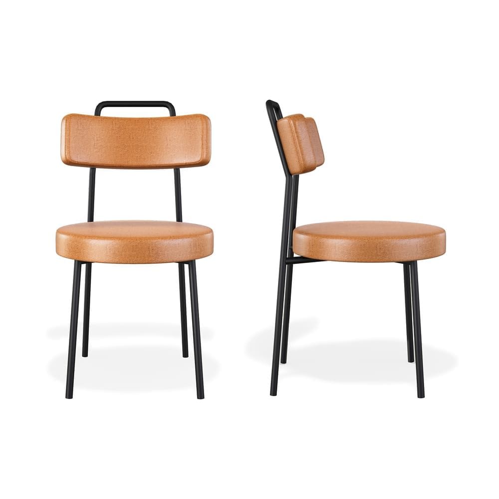 Conjuto 2 Cadeiras Fixa Ster Courino Whisky - Vallisa Decor