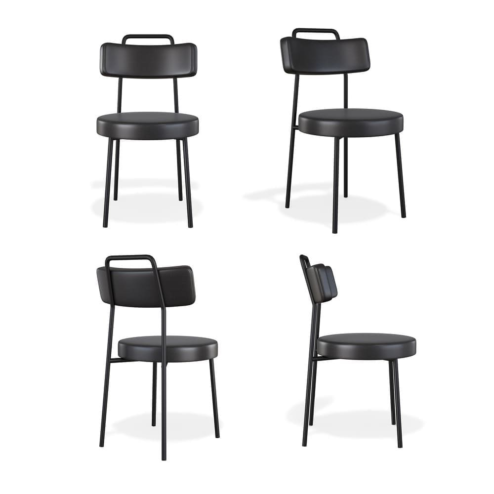 Kit 4 Cadeiras Ster Escritório Couríssimo Preto - Vallisa Decor