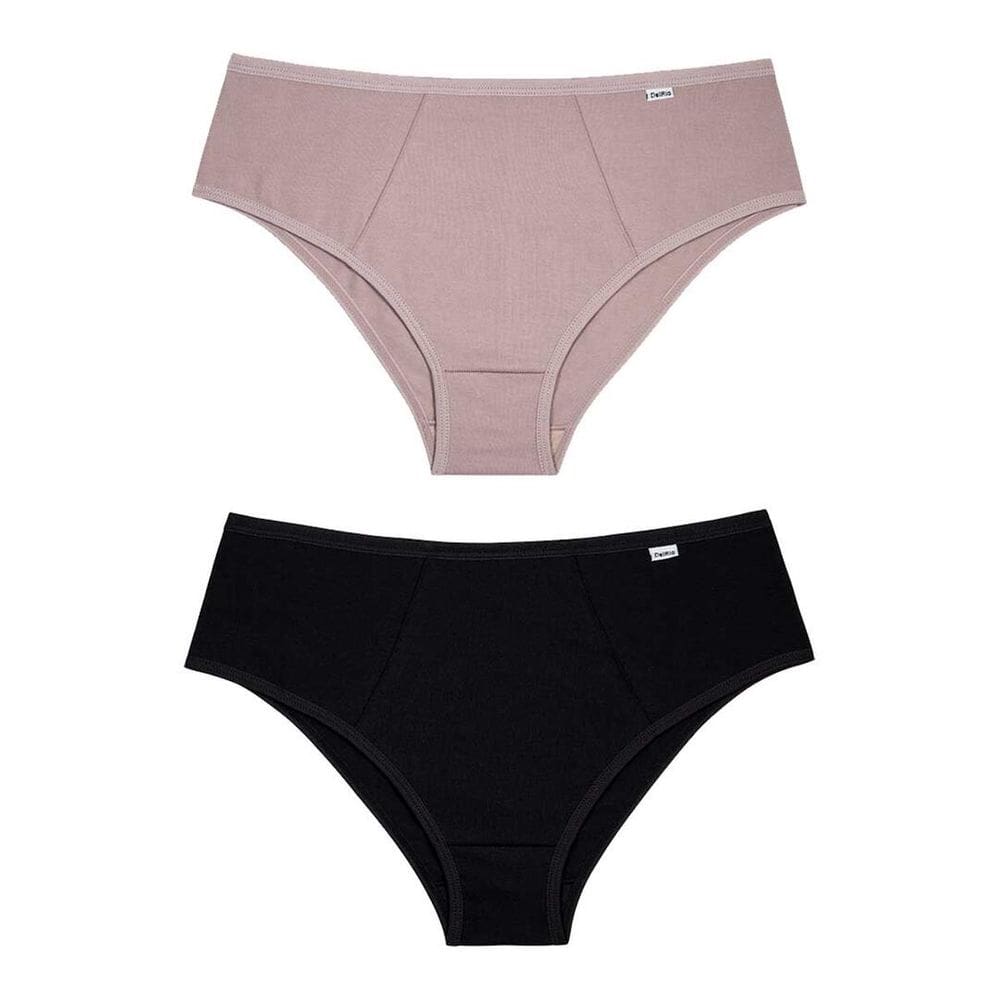 Kit Calcinha Feminina 2 Peças Del Rio Cós Largo Cotton Algodão Lisa