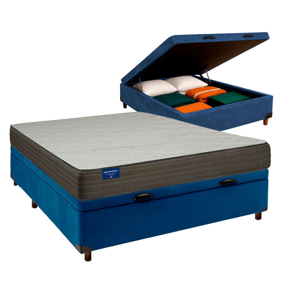 Cama Box Bau Blindado Casal + Colchão D33 Orthotech Inducol
