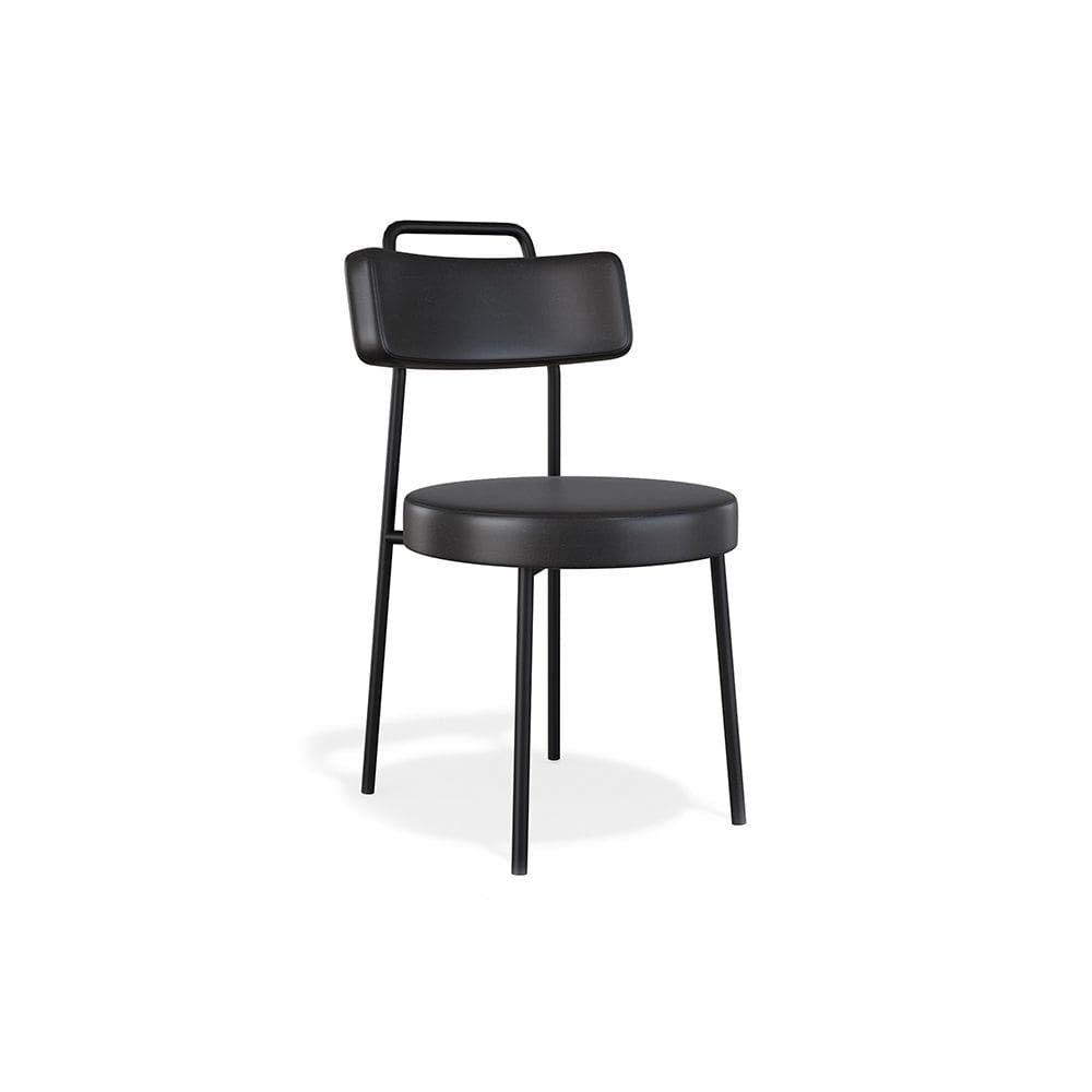 Cadeira Ster de Jantar Couro Sintetíco Preto - Vallisa Decor