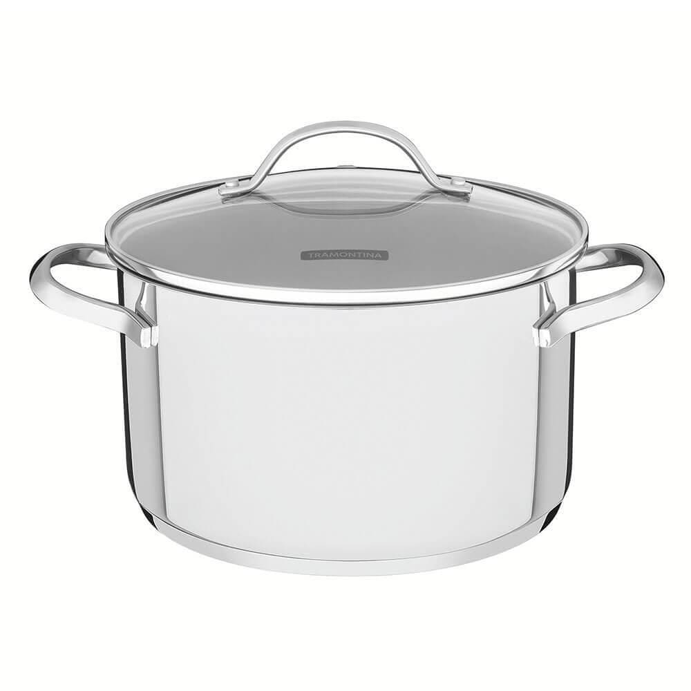 Caçarola Funda Tramontina Una em Aço Inox com Fundo Triplo e Tampa de Vidro 16 cm 1,8 L 62284160