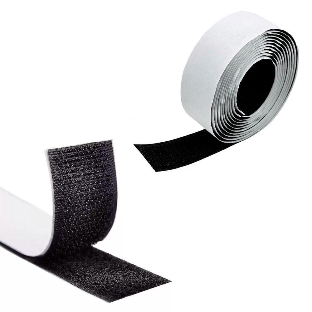 Fita Fecho Adesivo 25mm X 2 Metros Macho E Fêmea Forte Preto