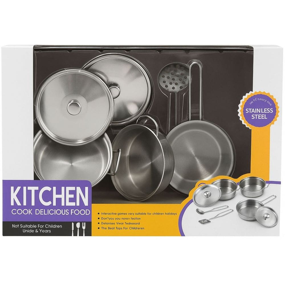 Kit de Panelinhas de Brinquedo em Aço Inoxidável – Conjunto Infantil de Cozinha