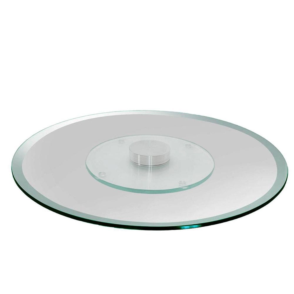 Prato Giratório Bisotado Com Base Inox Luxo 70Cm X 10Mm