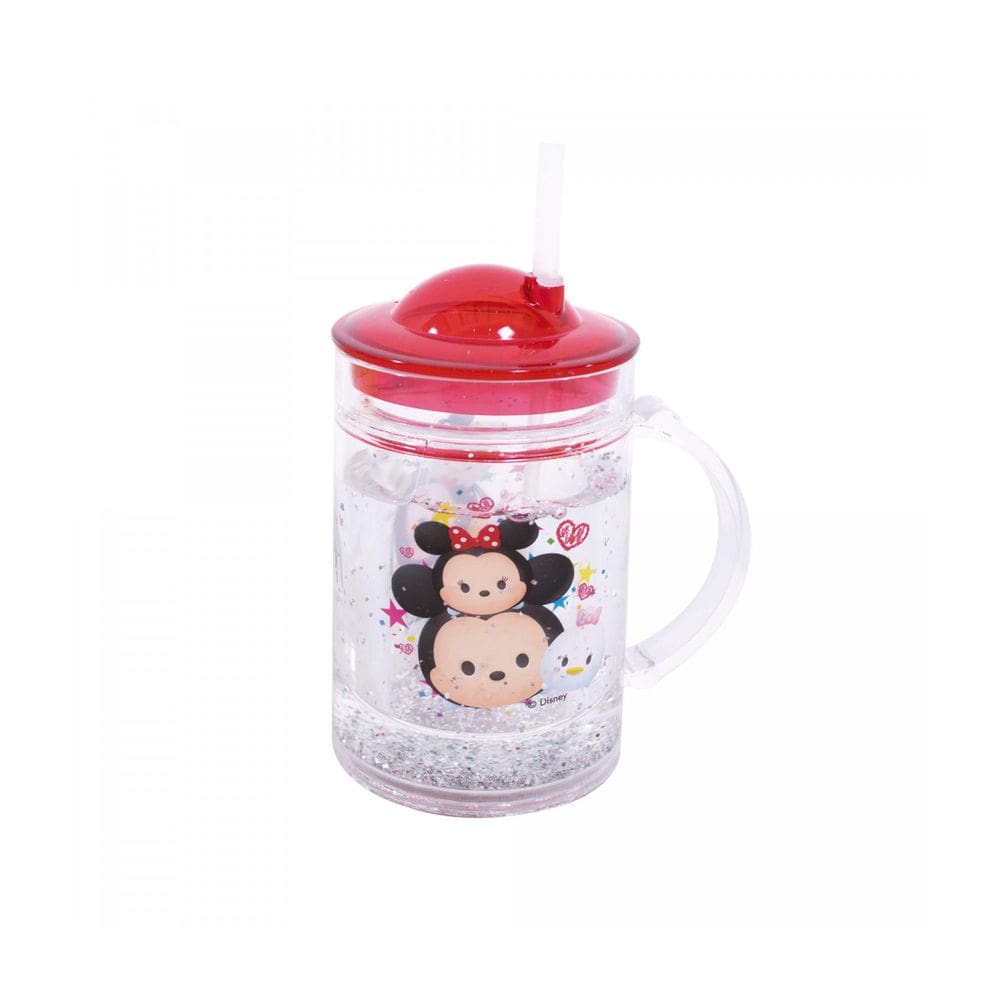 Caneca com Tampa e Canudo Mickey e Minnie Tsum Tsum