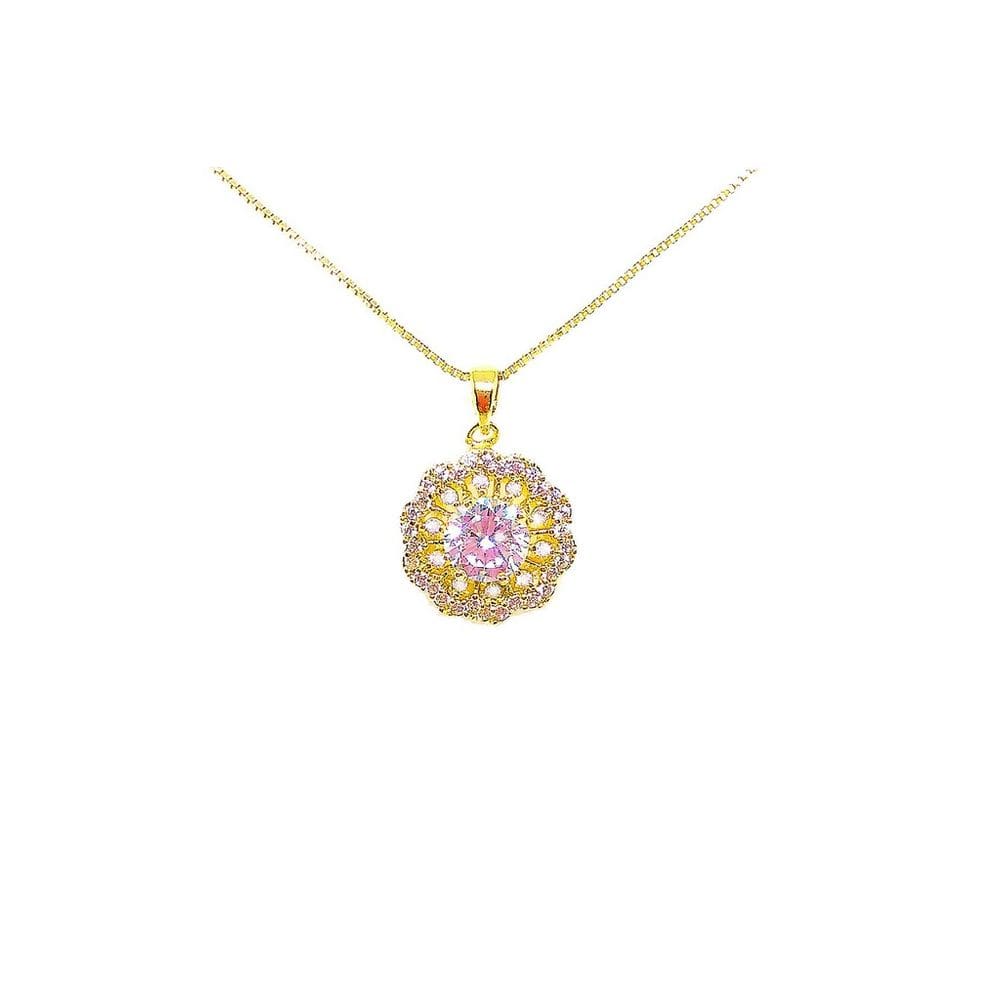 Colar Com Pingente Folheado a Ouro 18k Ponto de Luz