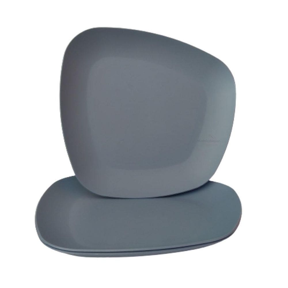 Jogo 03 Pratos Plastico Duro Resistente Refeições Azul