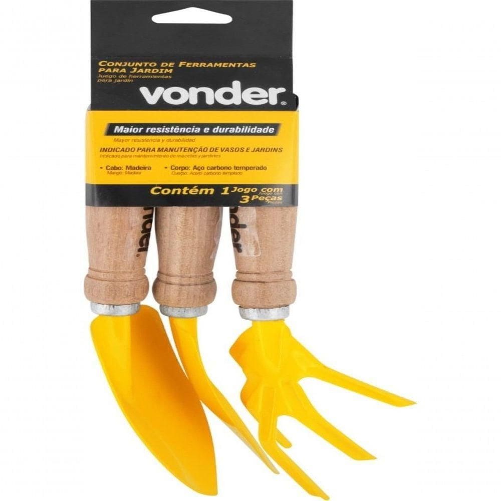 Conjunto Para Jardim Com 3 Peças Cabos Em Madeira Vonder Plus