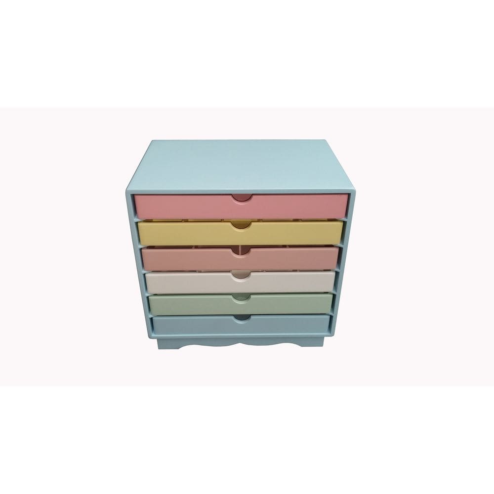 Organizador com 06 Gavetas - Colorido-Externo Azul