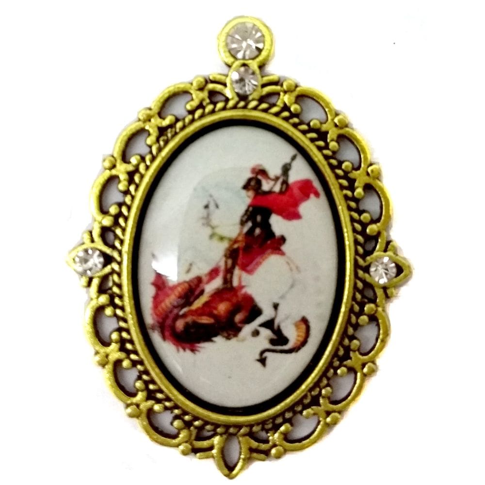 Entremeio de Terço De São Jorge dourado com strass